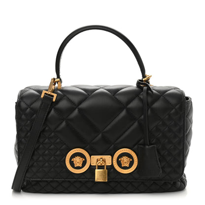 Versace Nappa Quilted Icon Top Handle Shoulder Bag Black 1 of 9