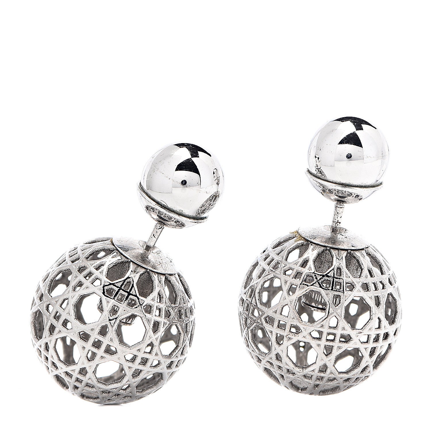 Christian Dior Cannage Mise En Dior Tribal Earrings Silver 1 of 3