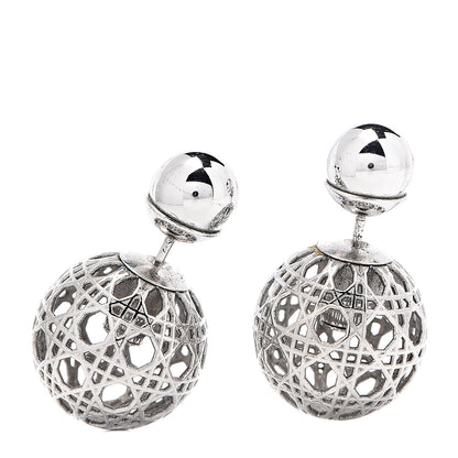 Christian Dior Cannage Mise En Dior Tribal Earrings Silver 1 of 3