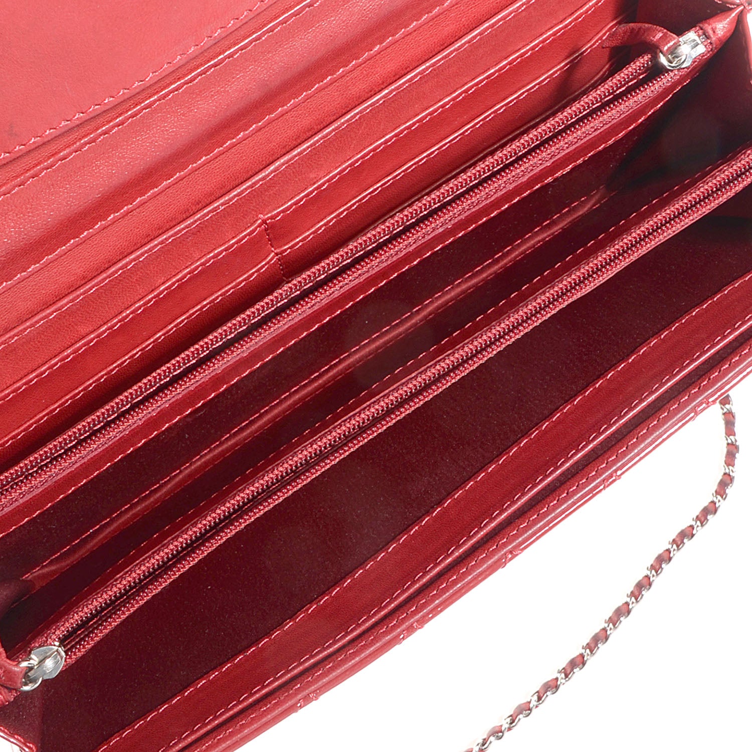 Chanel Patent Quilted Brilliant Clutch Flap Red 6 of 6