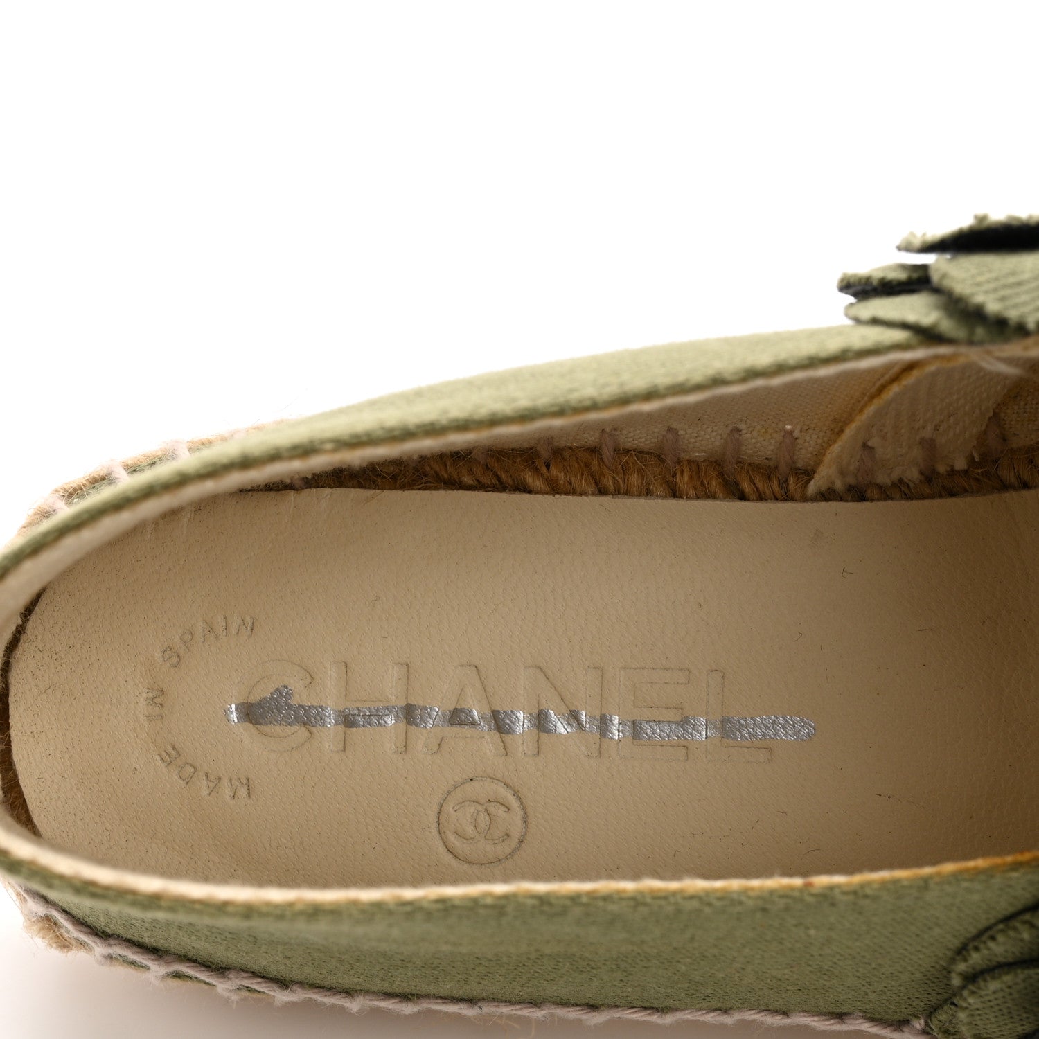 Chanel Fabric Camellia CC Espadrilles 36 Khaki 6 of 6