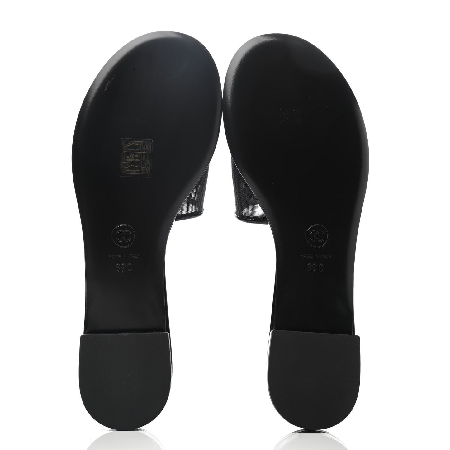 Mesh Patent Calfskin CC Mules 39 Black