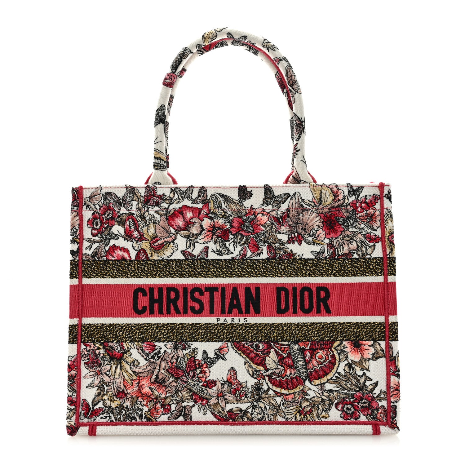 Christian Dior Canvas Embroidered Medium Butterfly Print Book Tote Multicolor 1 of 8