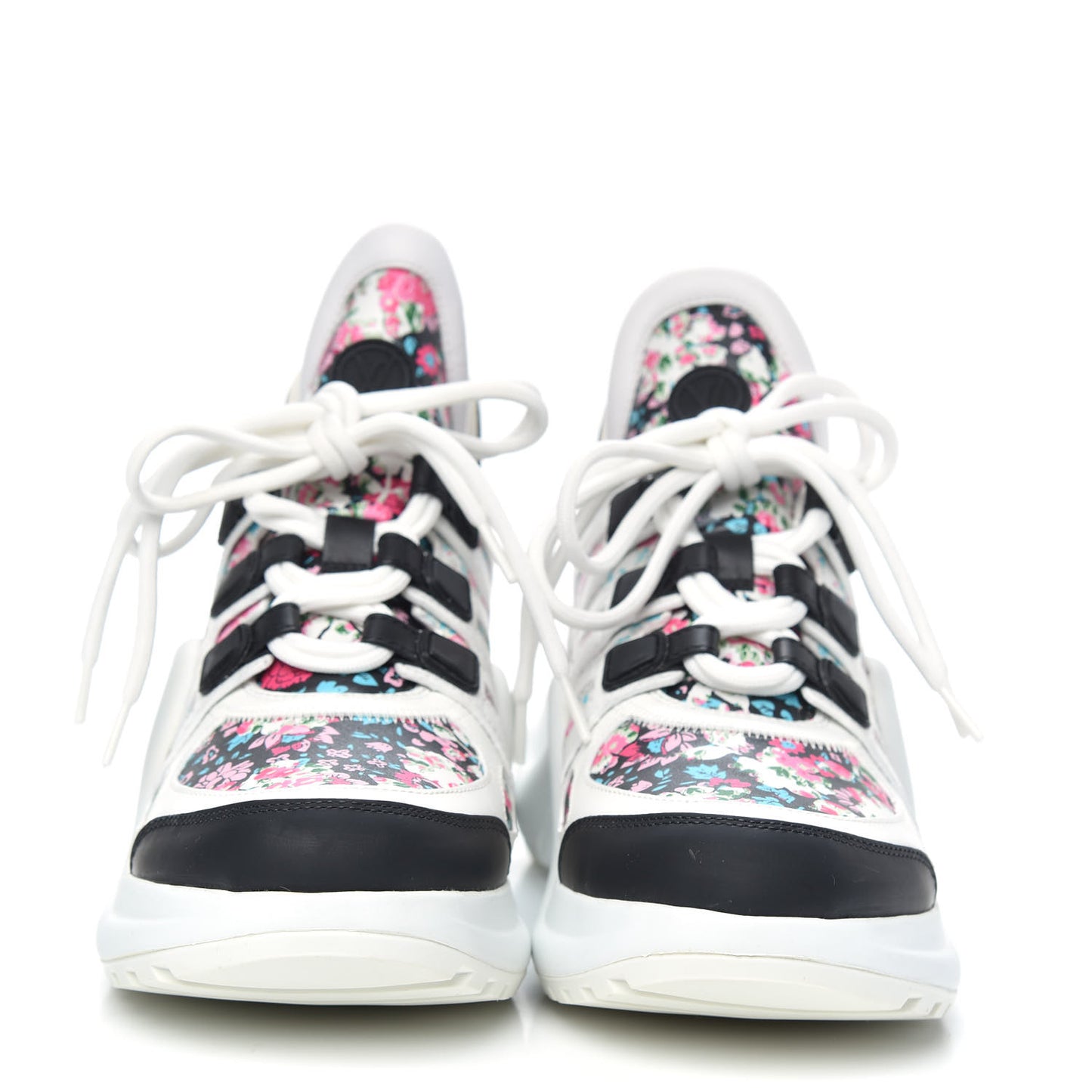 Flower Printed Calfskin Monogram LV Archlight Sneakers 36 Black Rose