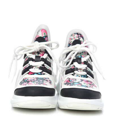 Louis Vuitton Flower Printed Calfskin Monogram LV Archlight Sneakers 36 Black Rose 2 of 8