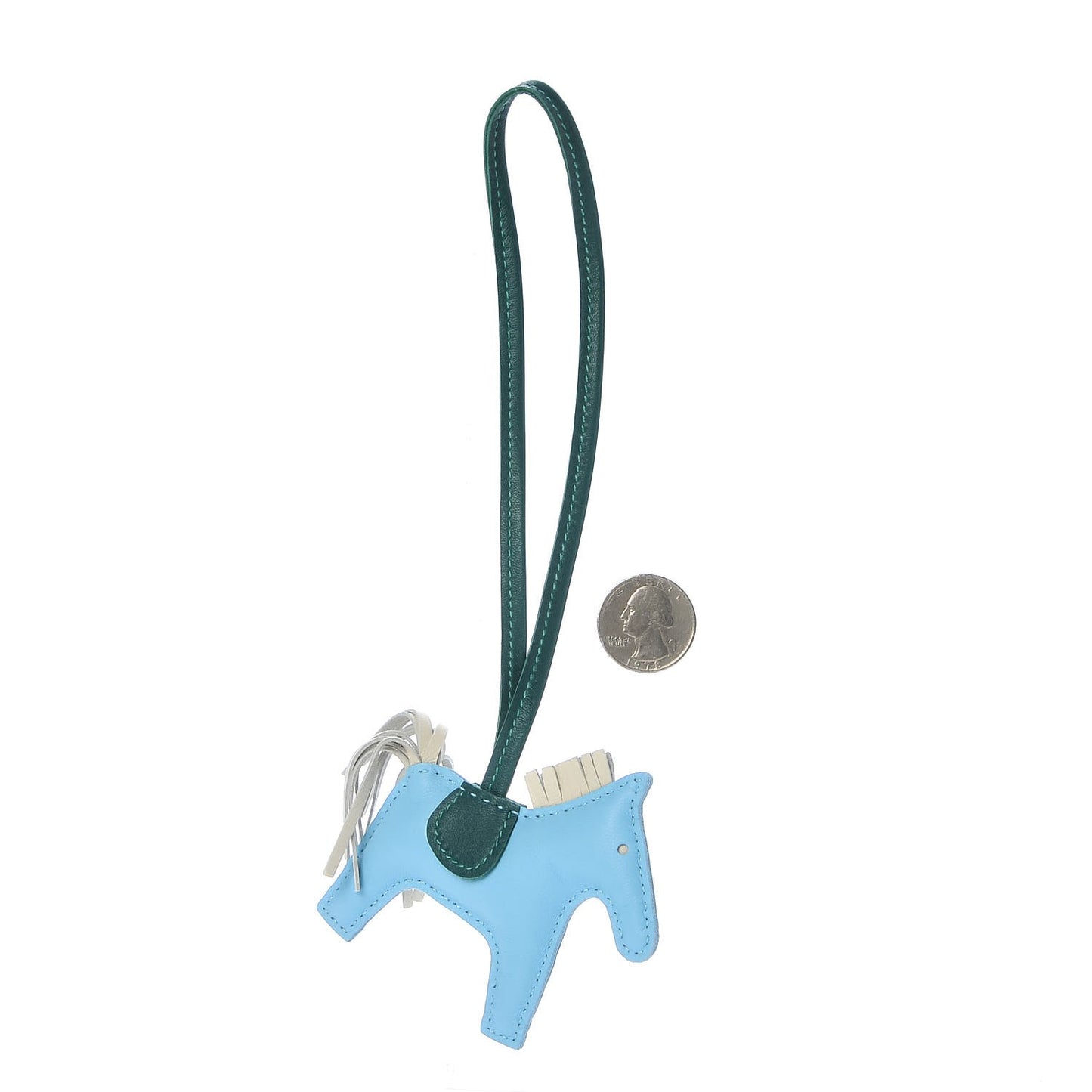 Milo Lambskin Grigri Rodeo Horse Bag Charm PM Celeste Malachite Craie