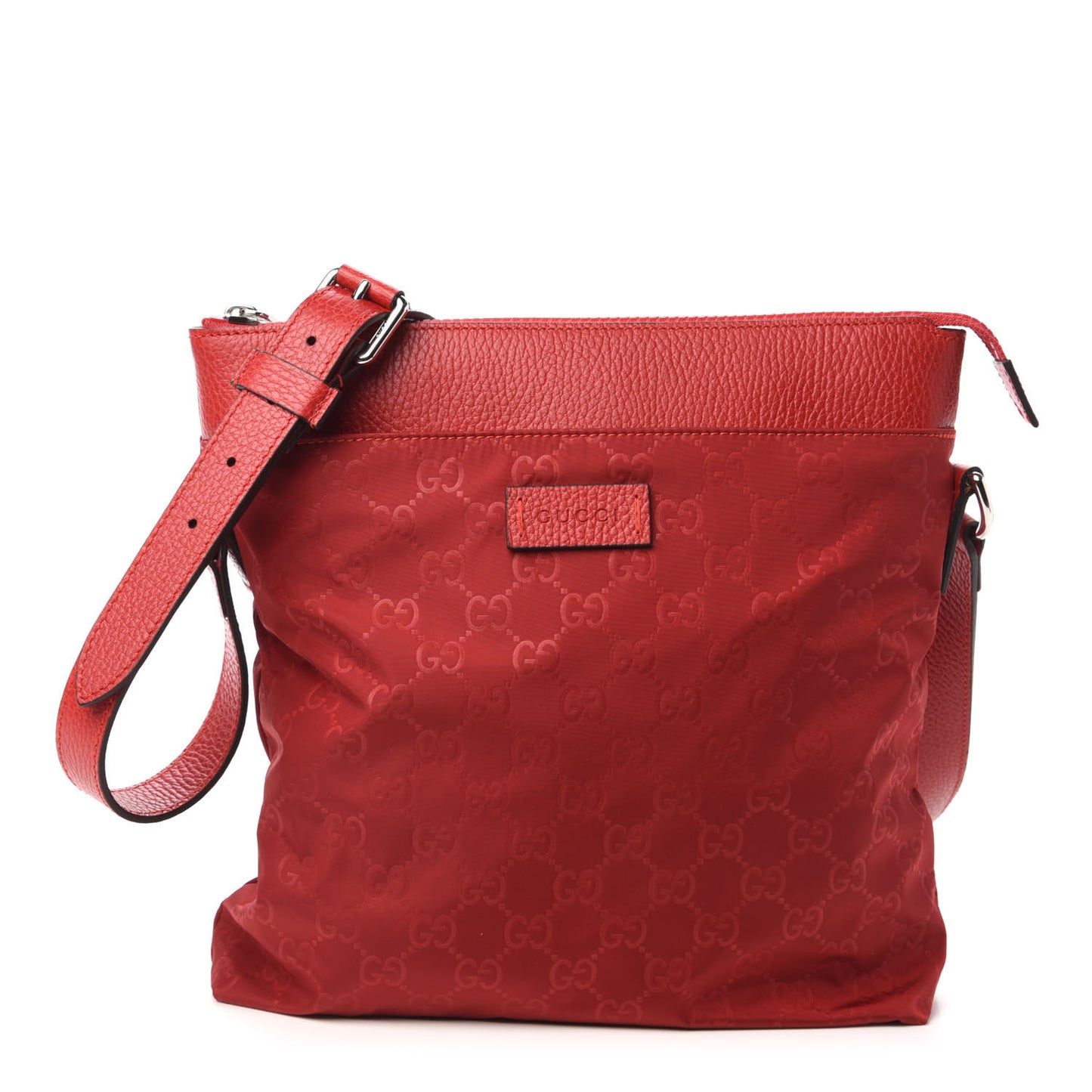 Nylon Monogram Dollar Calfskin Flat Messenger Bag Vibrant Red