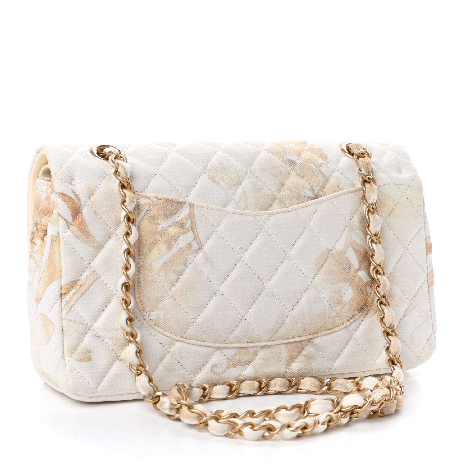 Chanel Denim Floral Printed Medium Double Flap Beige 2 of 4