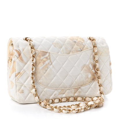 Chanel Denim Floral Printed Medium Double Flap Beige 2 of 4