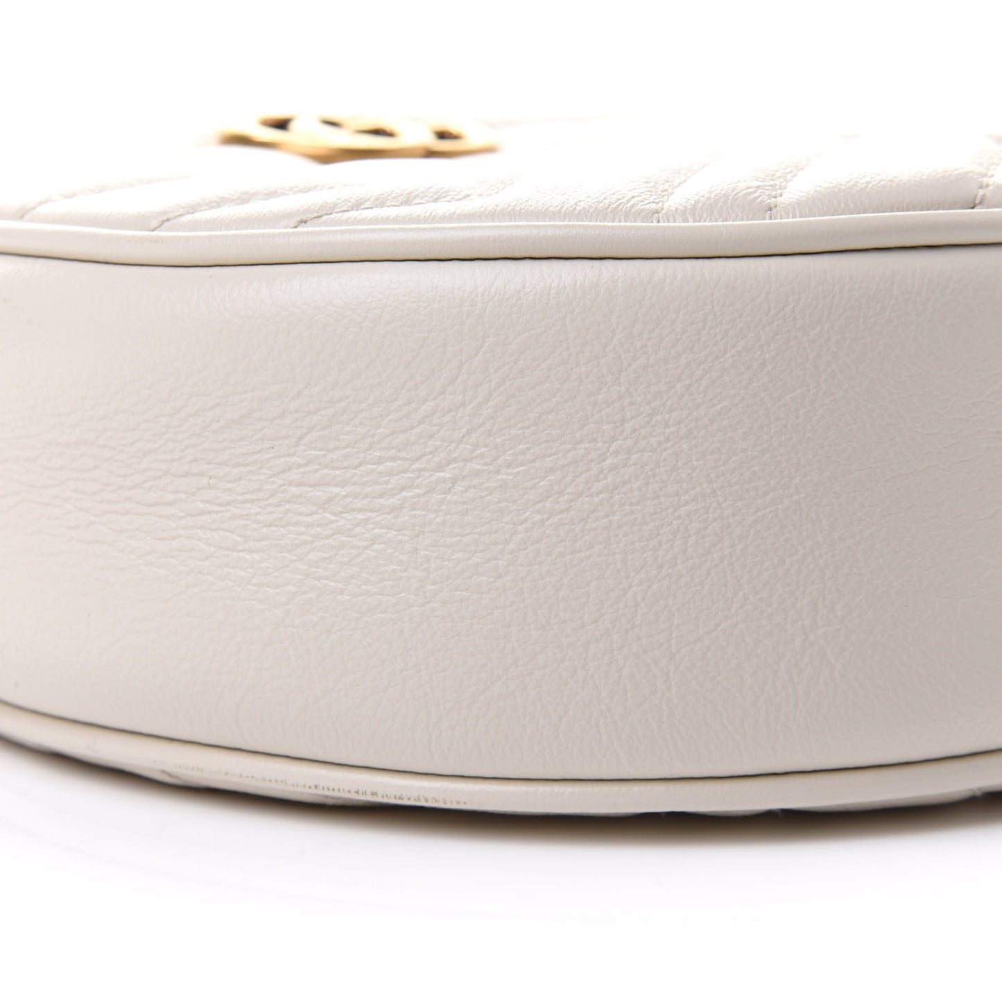 Calfskin Matelasse Mini GG Marmont Round Shoulder Bag White