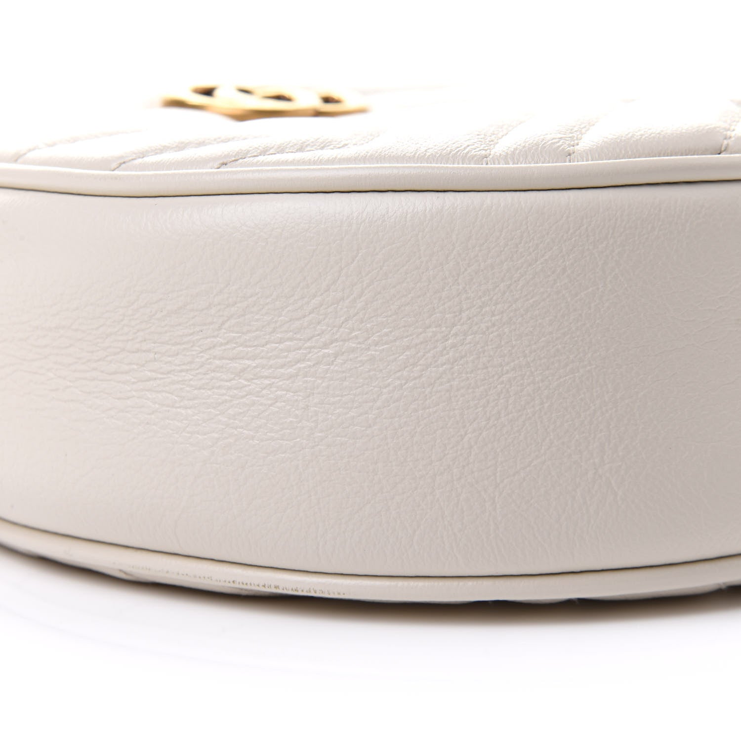 Gucci Calfskin Matelasse Mini GG Marmont Round Shoulder Bag White 9 of 10