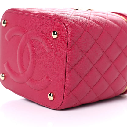 Chanel Caviar Quilted Small Top Handle Vanity Case With Chain Dark Pink 9 of 11