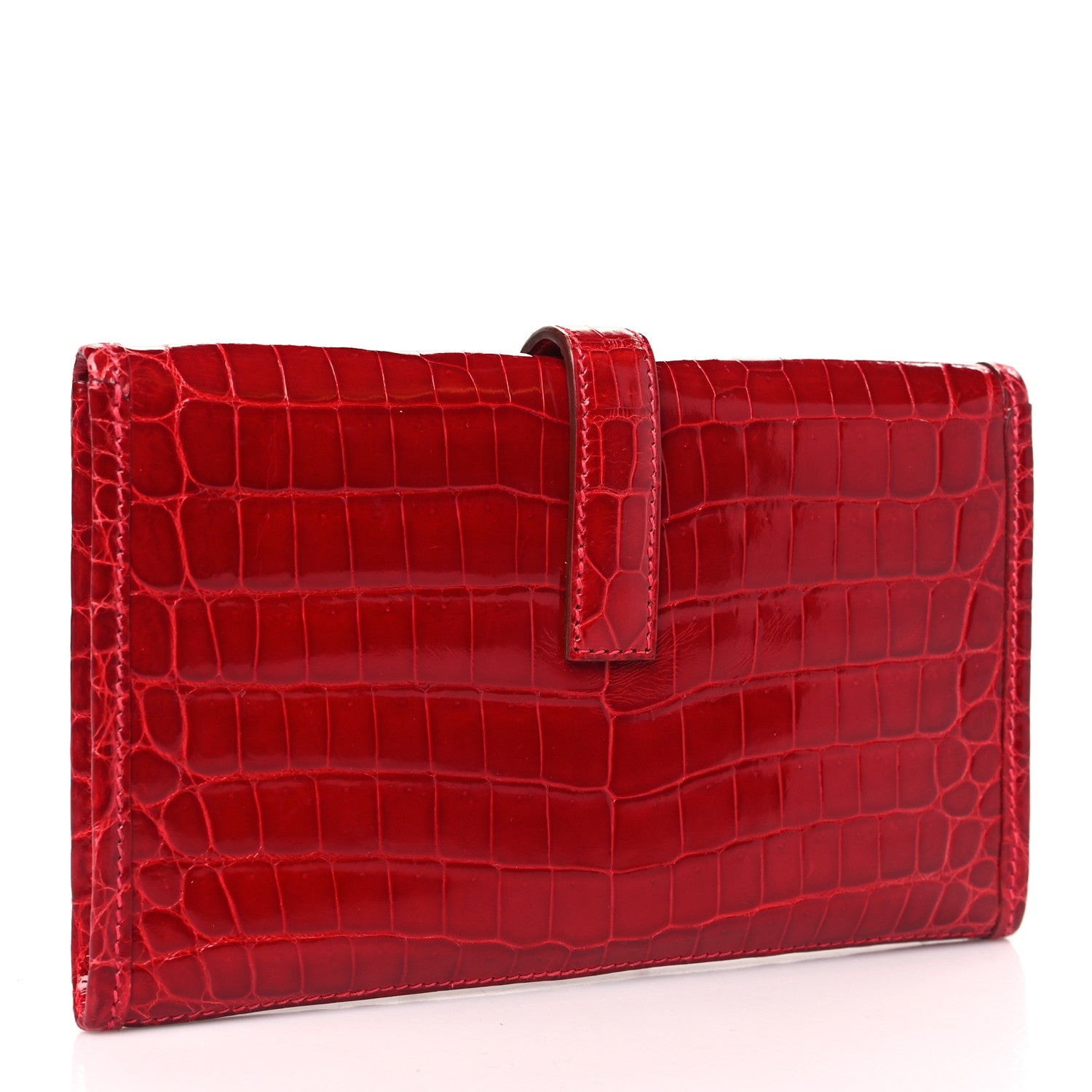 Hermes Shiny Niloticus Crocodile Mini Jige Elan Clutch Rouge Vif 3 of 8