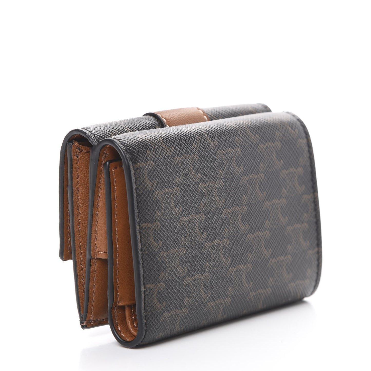 Canvas Triomphe Folded Compact Wallet Tan
