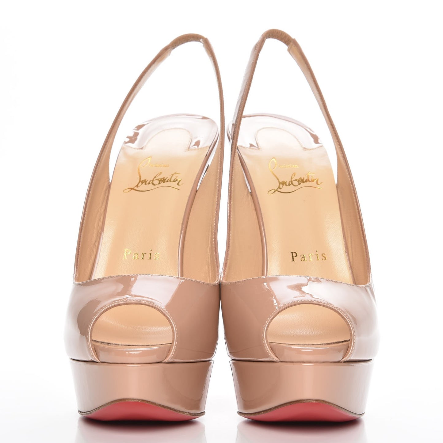 Patent Lady Peep Sling 150 Pumps 39.5 Nude