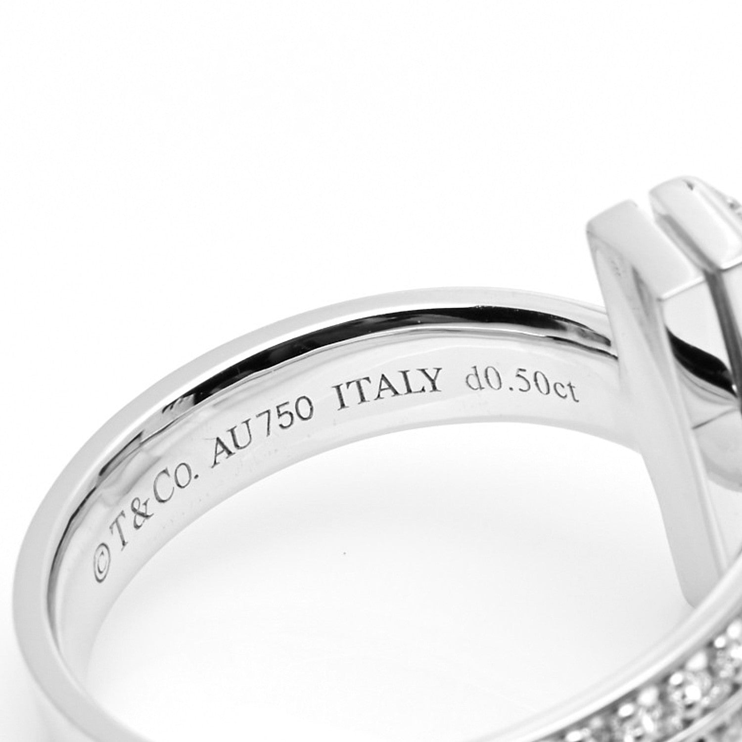 Tiffany 18K White Gold Diamond T T1 Wide Ring 56 7.5 5 of 6