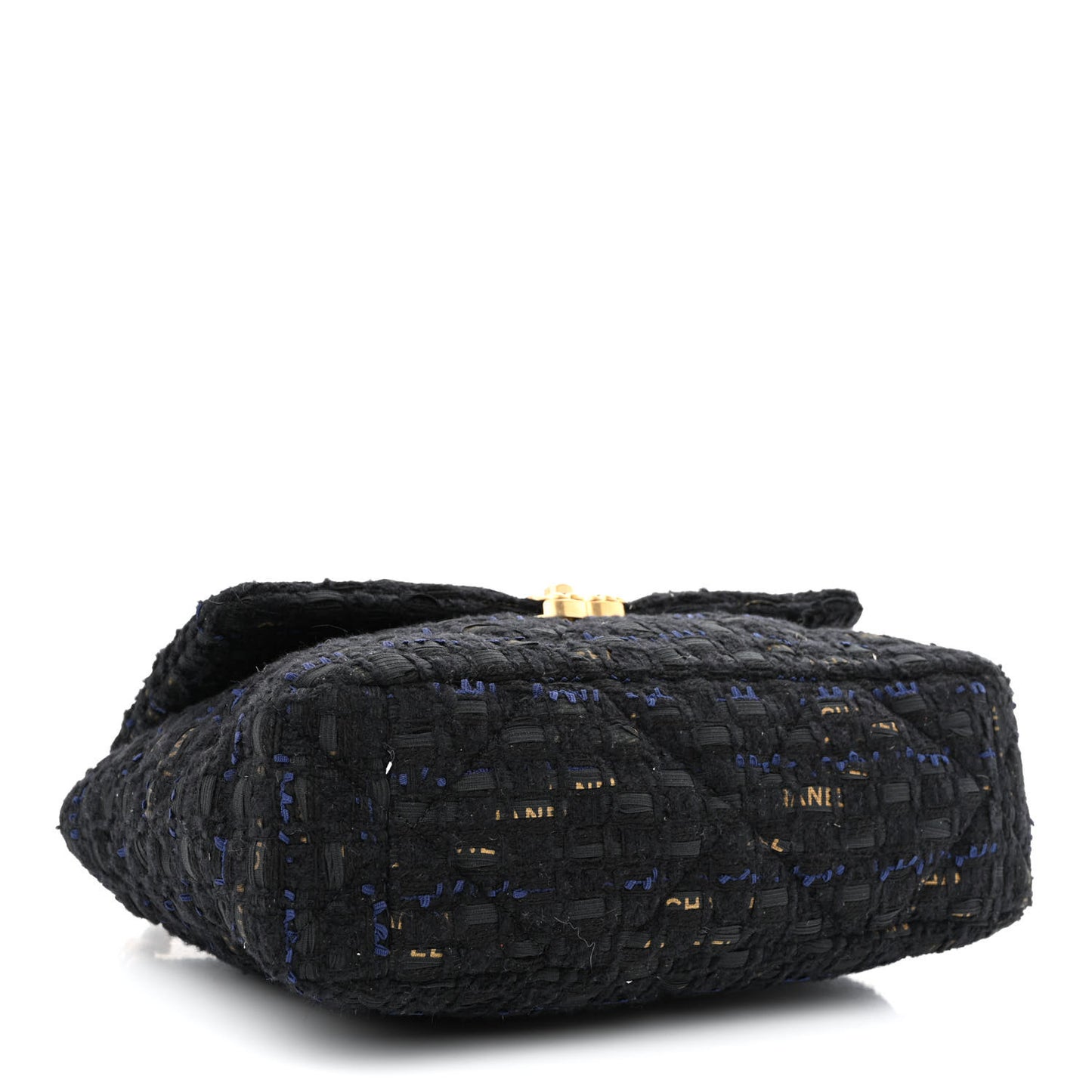 Tweed Quilted Large Chanel 19 Flap Black Navy Gold