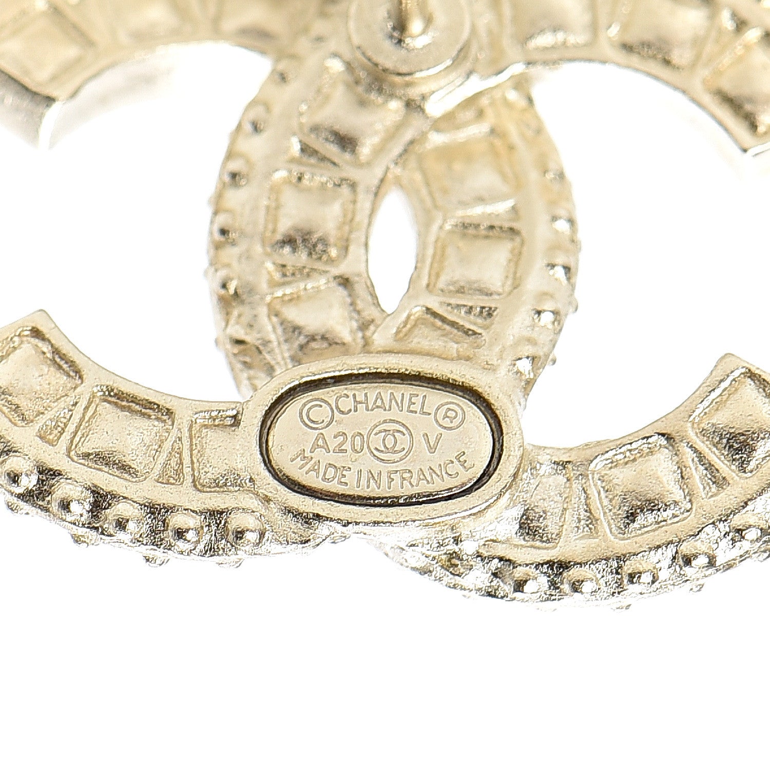 Chanel Crystal CC Earrings Gold 4 of 5