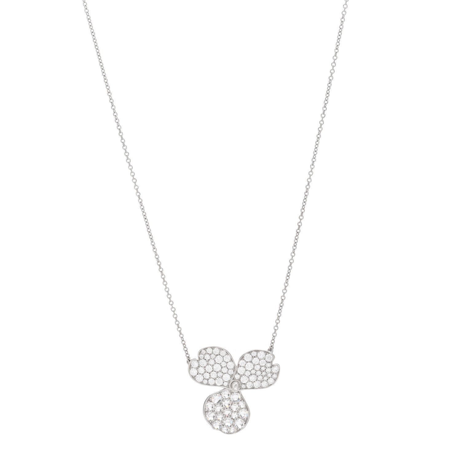 Tiffany Platinum Diamond Large Paper Flowers Pave Pendant Necklace 1 of 5