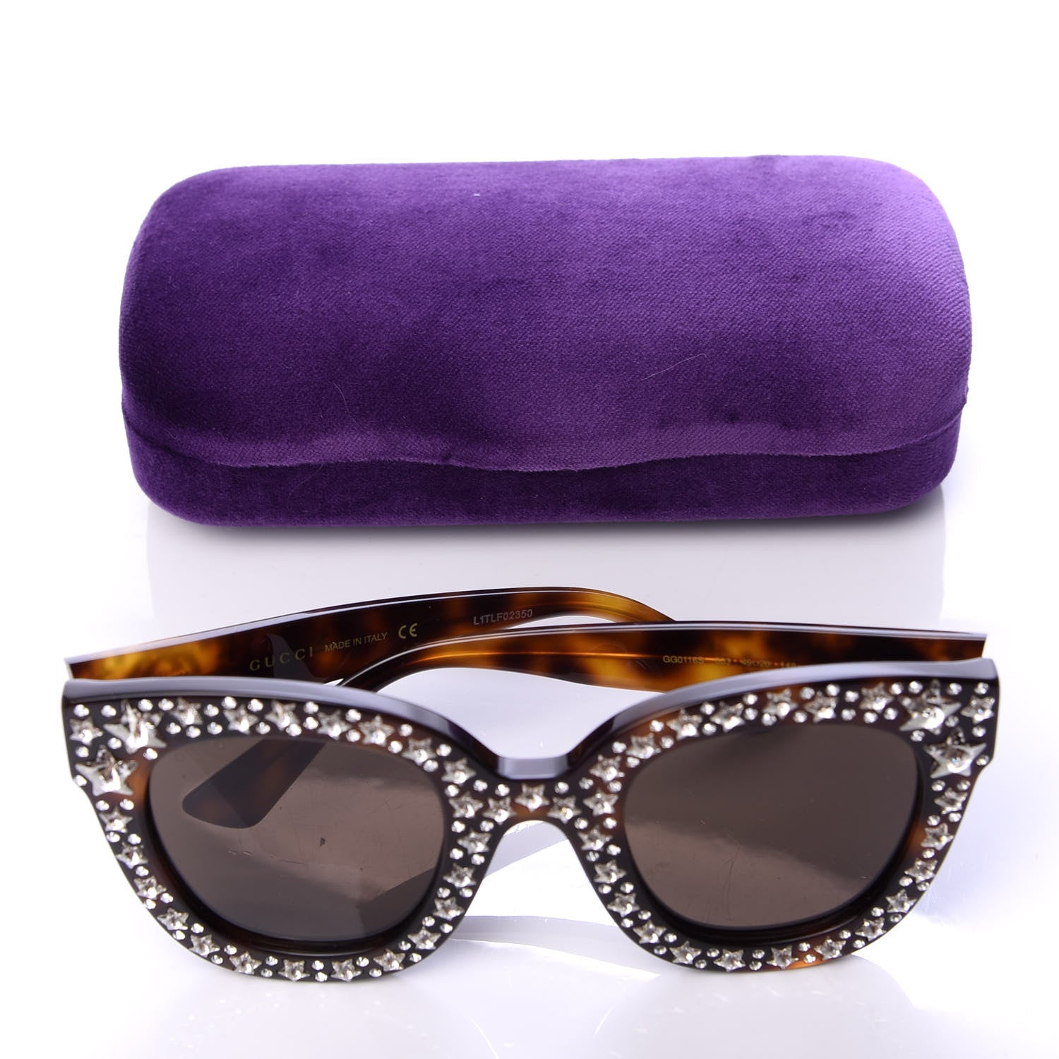 Gucci Acetate Stars Cat Eye Sunglasses GG0116S Havana 8 of 8
