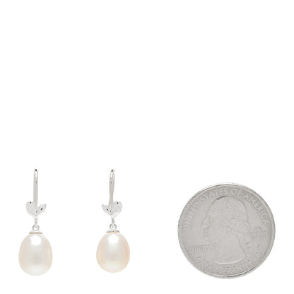 Tiffany Sterling Silver Pearl Paloma Picasso Olive Leaf Drop Earrings 2 of 5