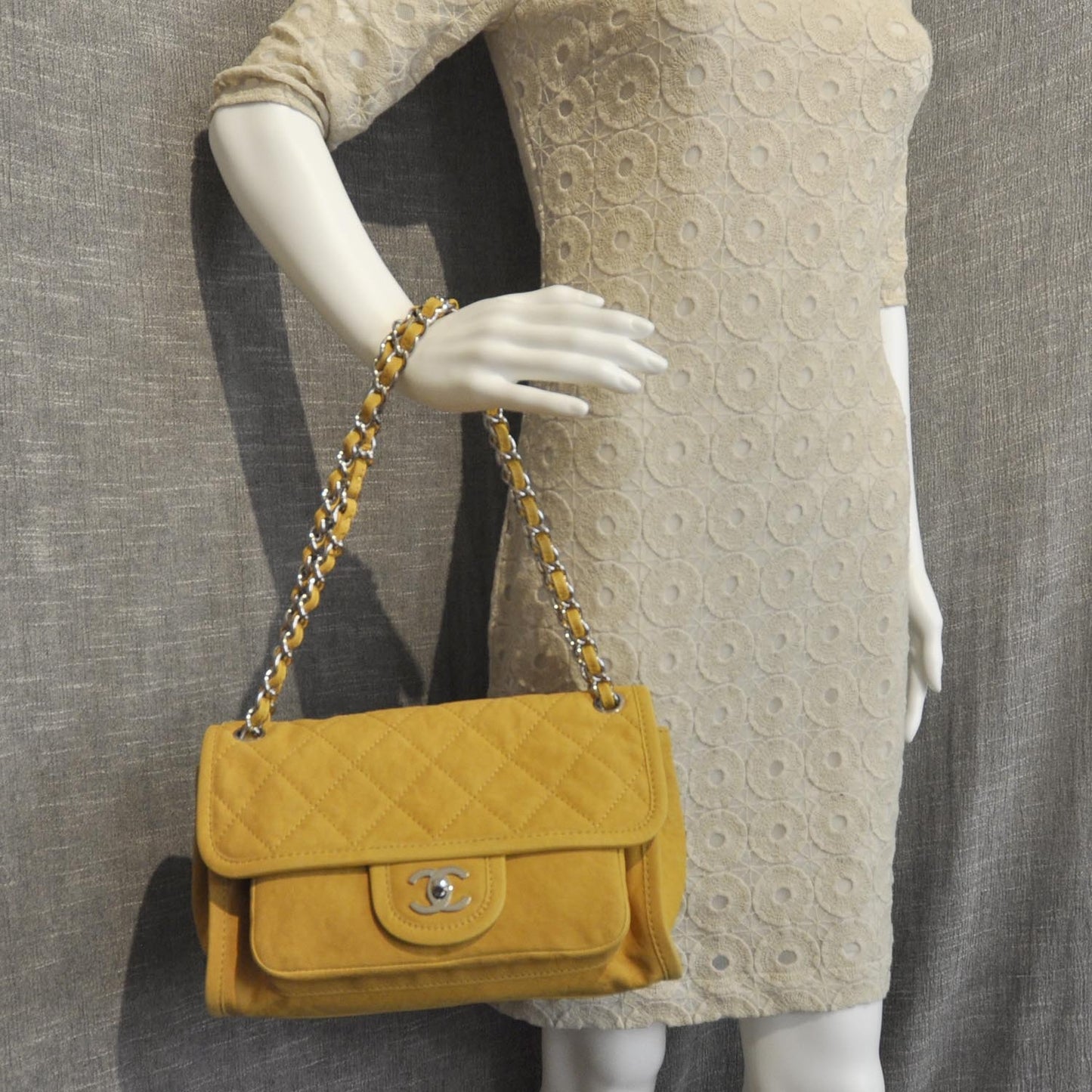 Ultra Soft Suede Calfskin Natural Beauty Flap Bag Yellow