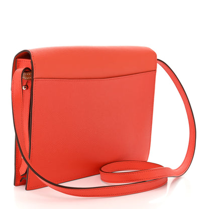 Hermes Epsom Evercolor Tadelakt Barenia Faco II Clutch Orange Poppy Fauve 3 of 11