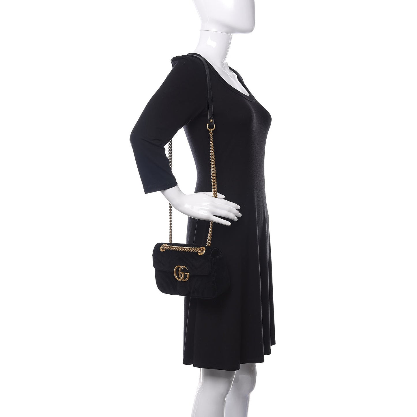 Velvet Matelasse Mini GG Marmont Shoulder Bag Black