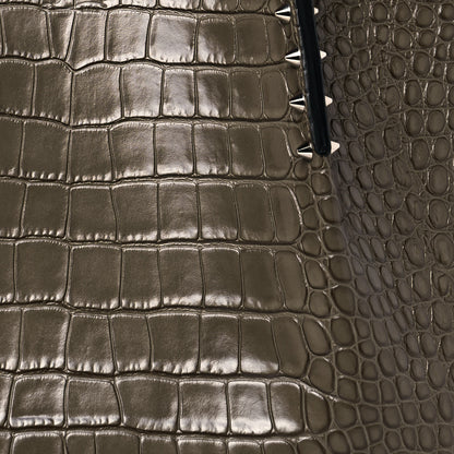 Christian Louboutin Crocodile Embossed Calfskin Spiked Small Cabarock Shopper Tote Silex 7 of 12