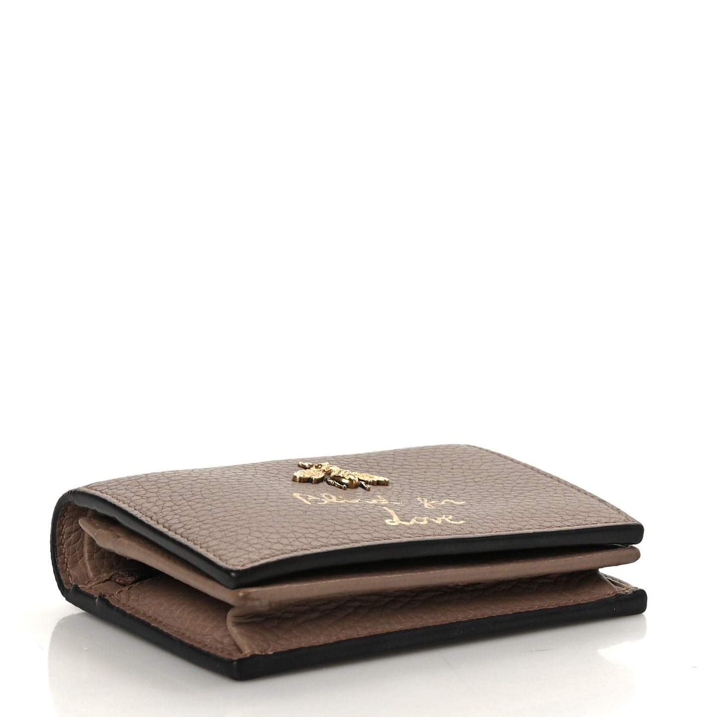 Pebbled Calfskin Animalier Card Case Beige