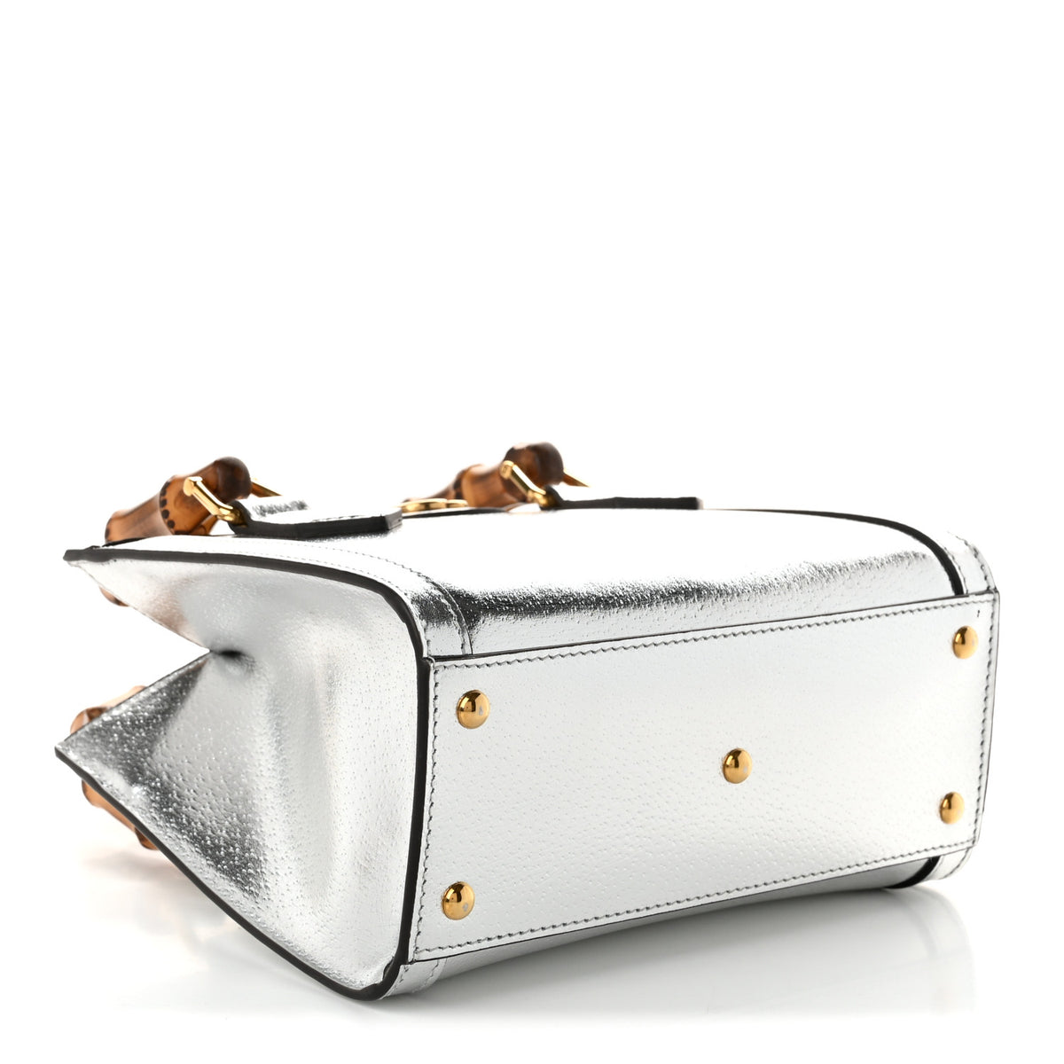 Textured Calfskin Mini Diana Tote Bag Silver Sugar Pink
