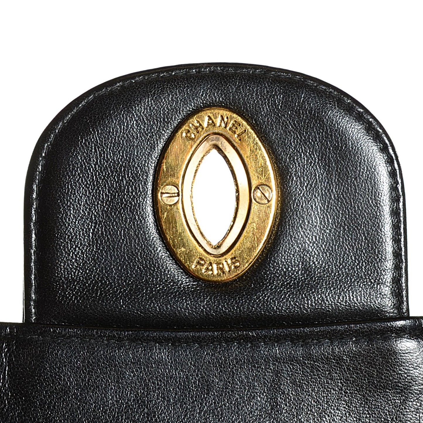 Lambskin Vertical Quilt Jumbo Flap Black