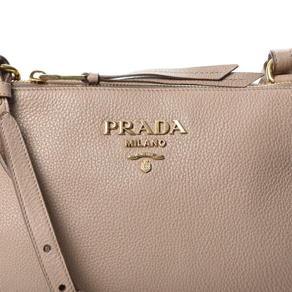 Prada Vitello Daino Double Zip Crossbody Bag Cammeo 10 of 10