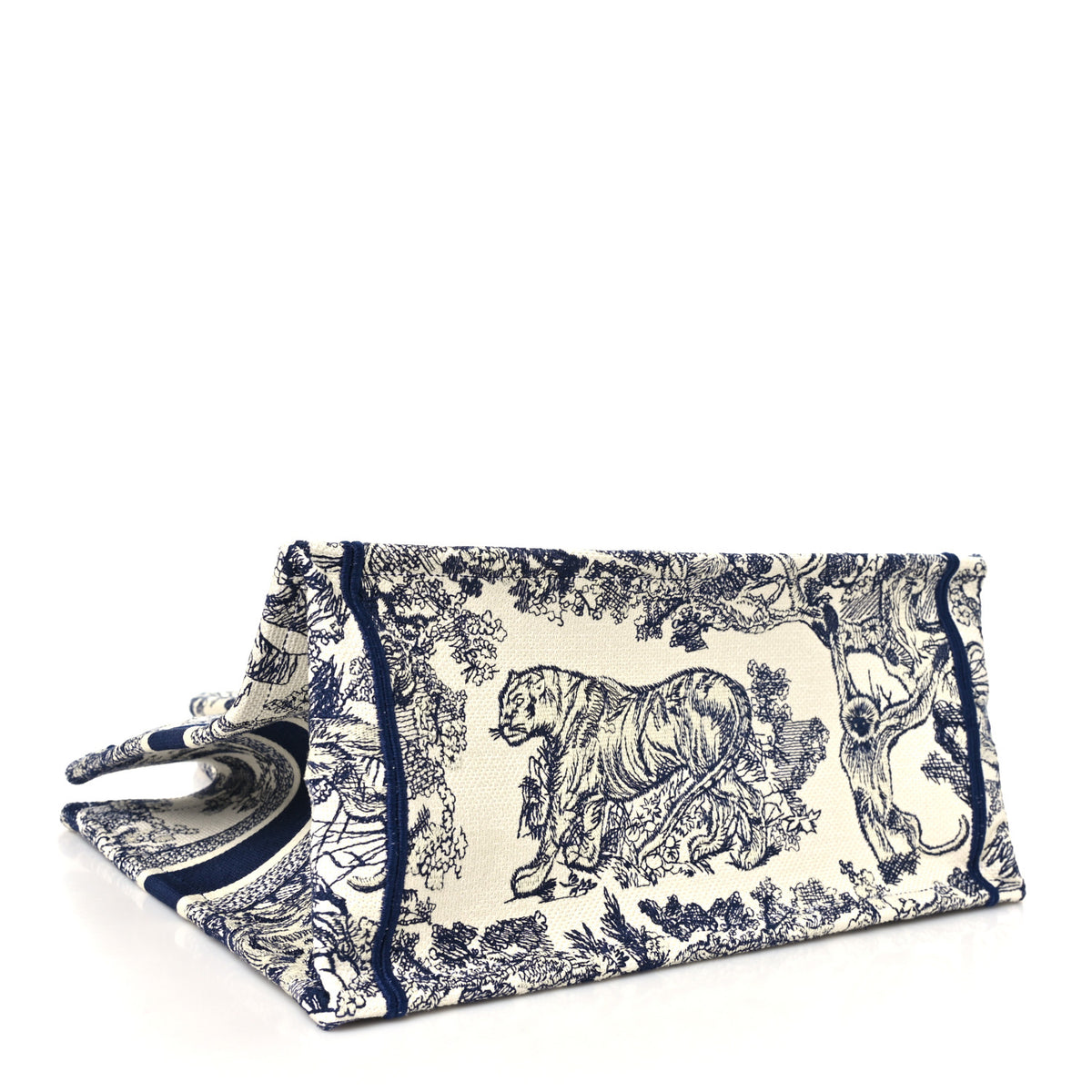 Christian Dior Canvas Embroidered Medium Dioriviera Toile De Jouy Book Tote Blue 4 of 11