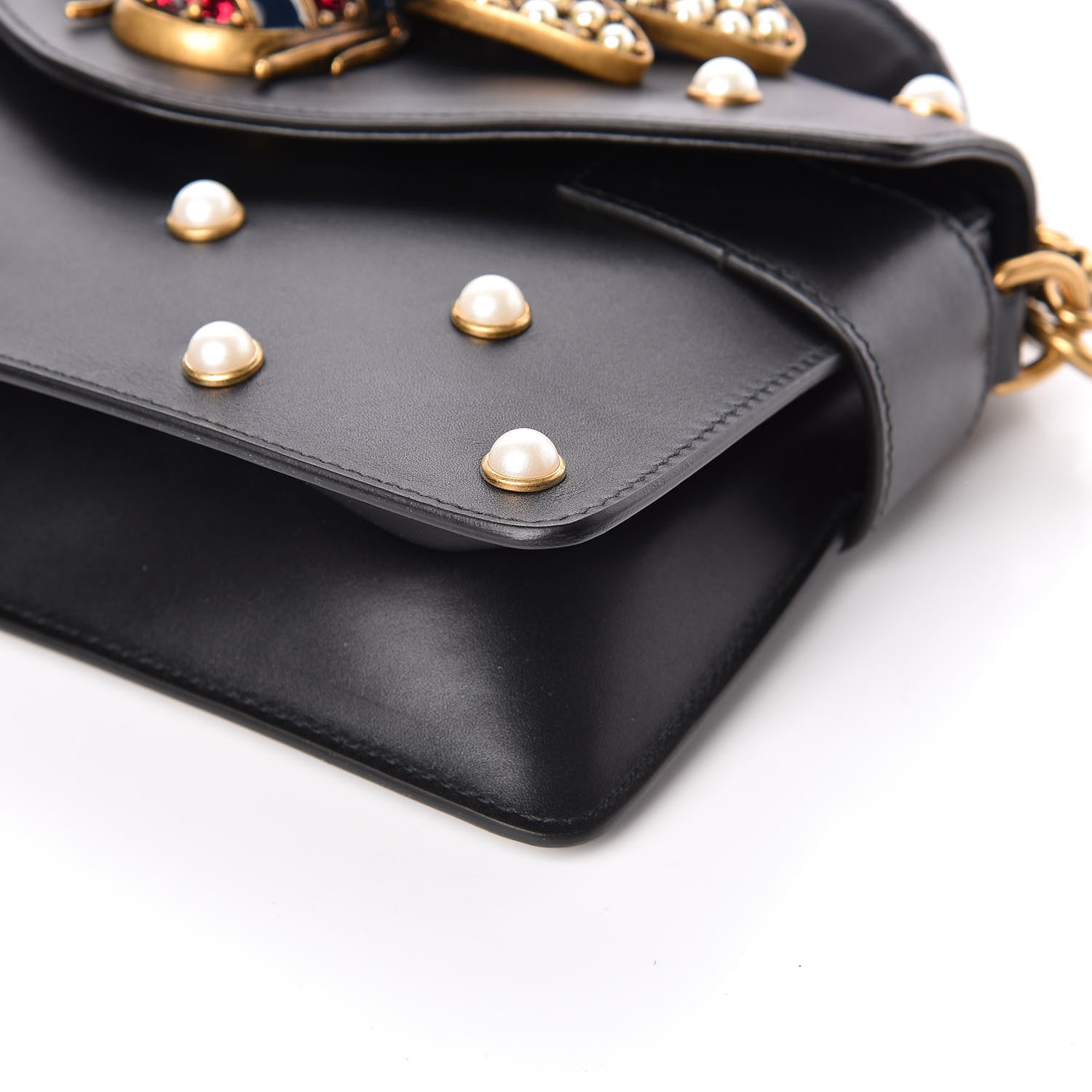 Gucci Nappa Pearl Studded Mini Queen Margaret Broadway Shoulder Bag Black 9 of 11