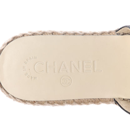 Chanel Goatskin Patent CC Espadrille Mules 40 Black 7 of 11