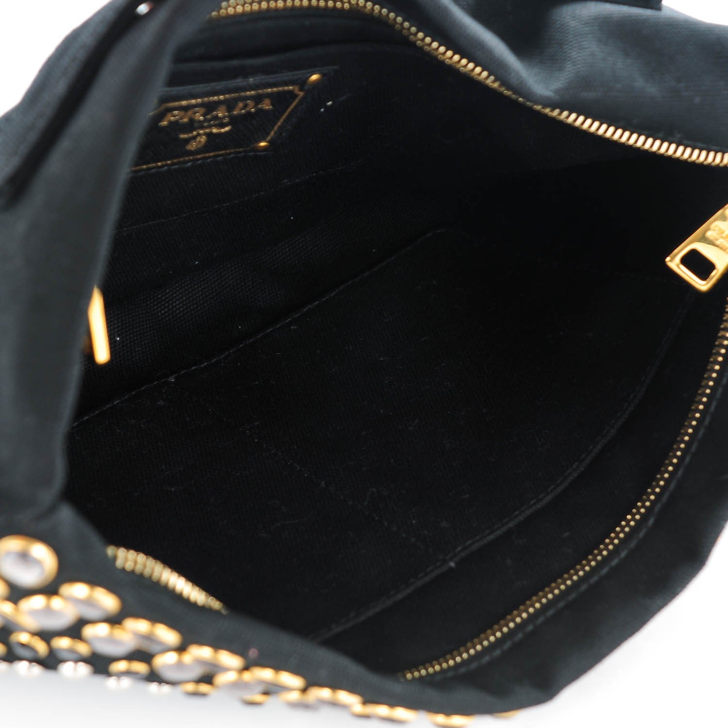 Prada Canapa Studded Clutch Black 5 of 8
