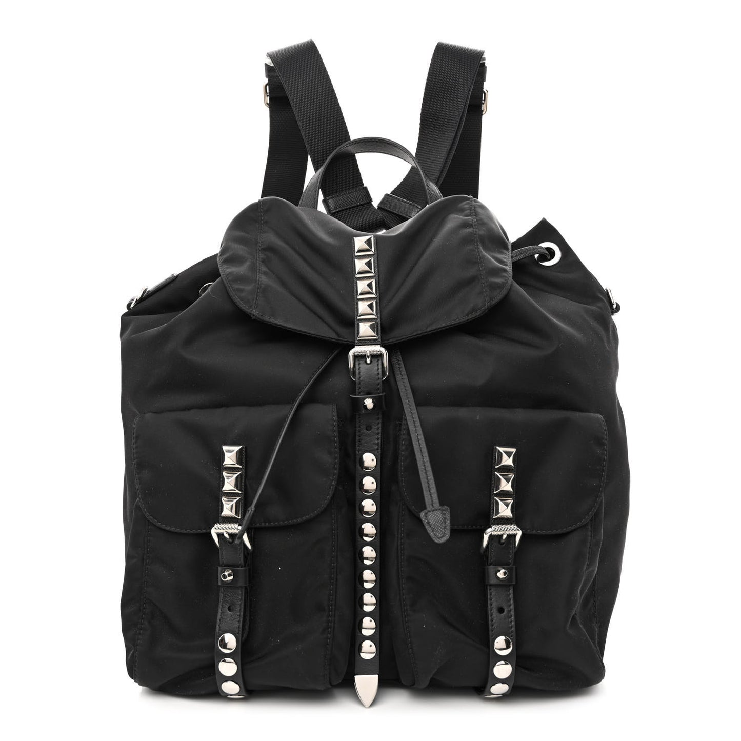 Nylon New Vela Studded Backpack Black
