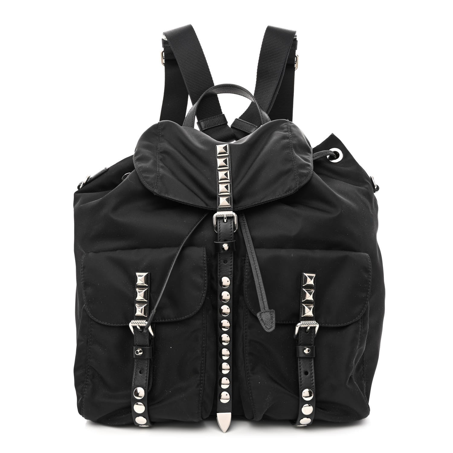 Prada Nylon New Vela Studded Backpack Black 1 of 12