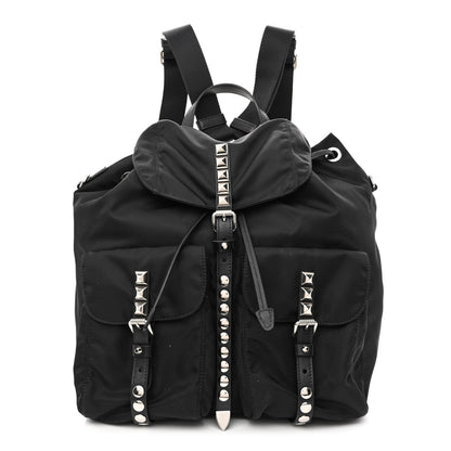 Prada Nylon New Vela Studded Backpack Black 1 of 12