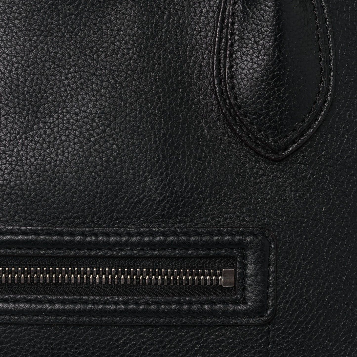 Drummed Calfskin Shoulder Luggage Black