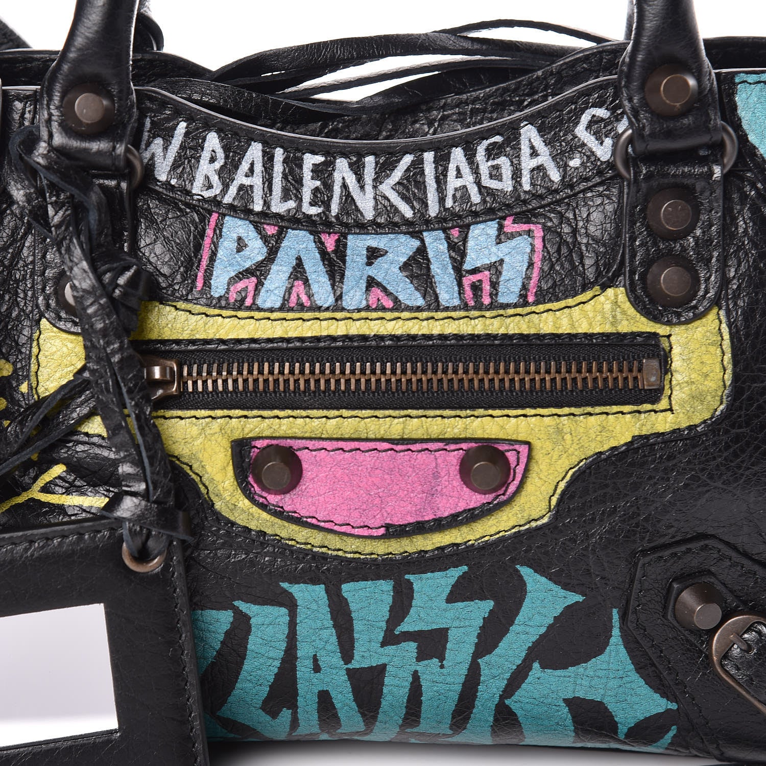 Balenciaga Agneau Arena Graffiti All Over Classic Hardware Mini City Black Multicolor 8 of 10