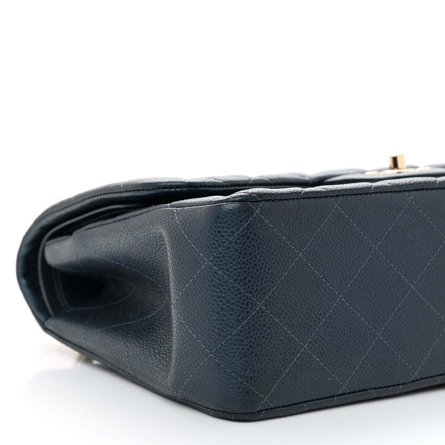 Chanel Metallic Caviar Quilted Jumbo Double Flap Dark Blue 9 of 10