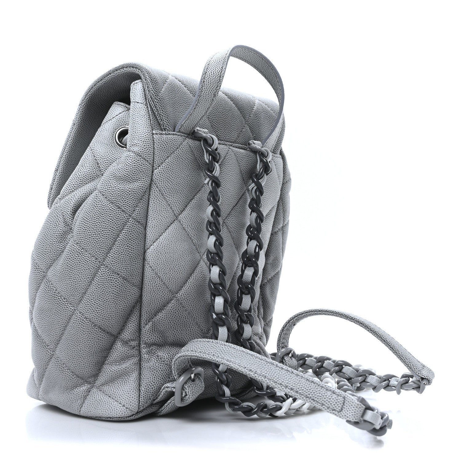 Chanel Shaded Caviar Quilted Lacquered CC My Everything Drawstring Backpack Dark Grey Light Grey 3 of 10