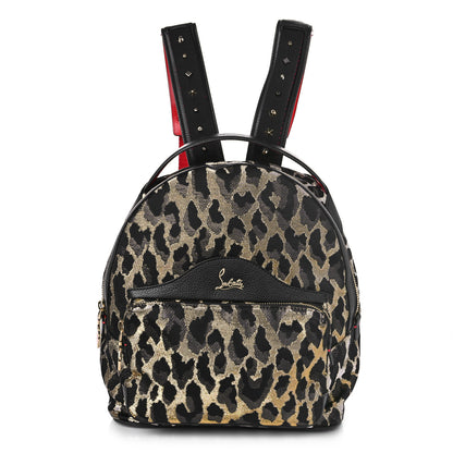 Christian Louboutin Nylon Calfskin Leopard Studded Small Backloubi Backpack Black 1 of 10