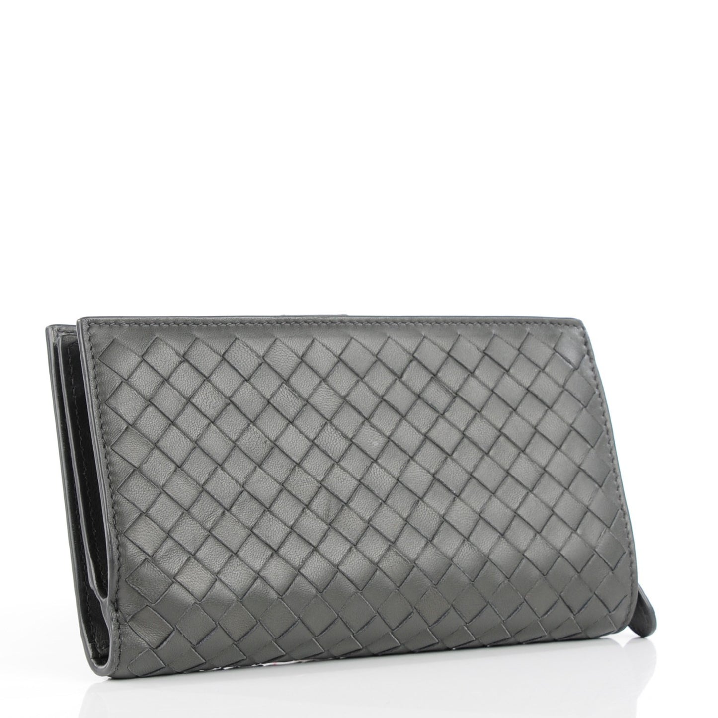 Nappa Intrecciato Continental Wallet Grey