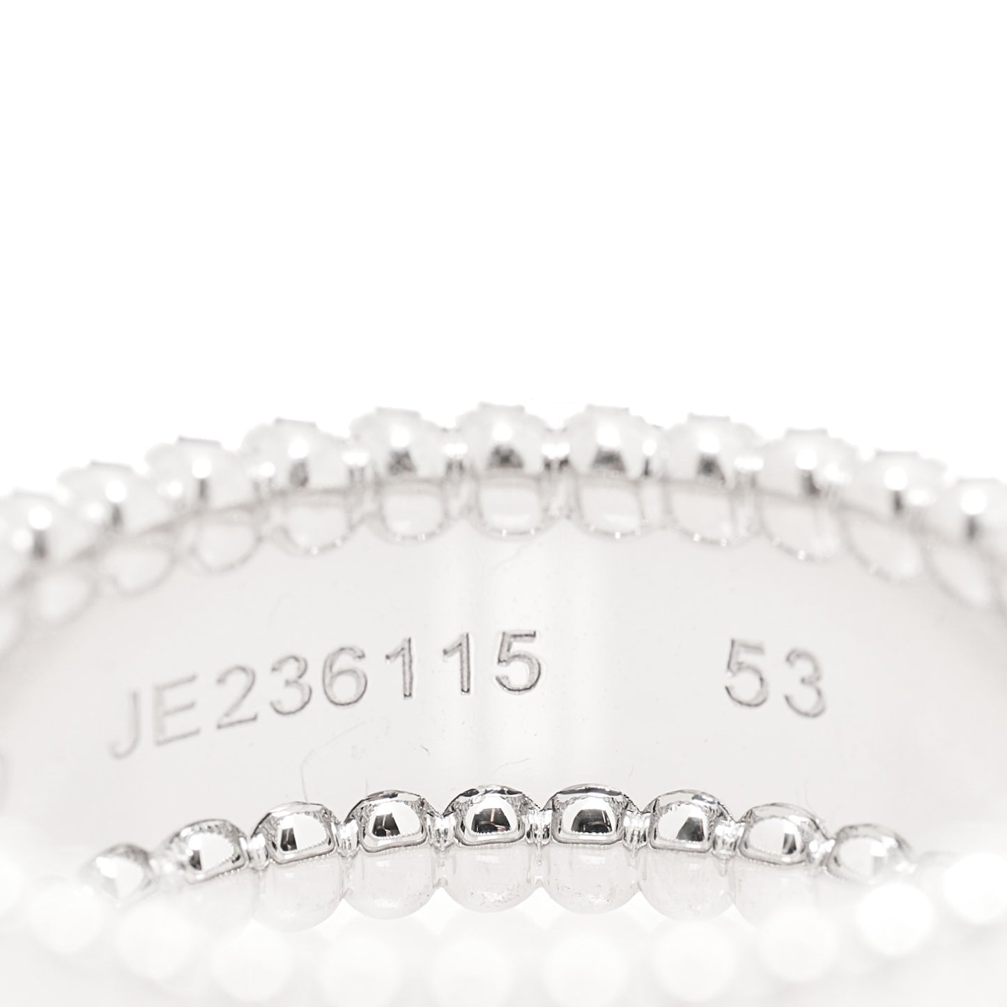 18K White Gold Perlee Signature Ring 53 6.25