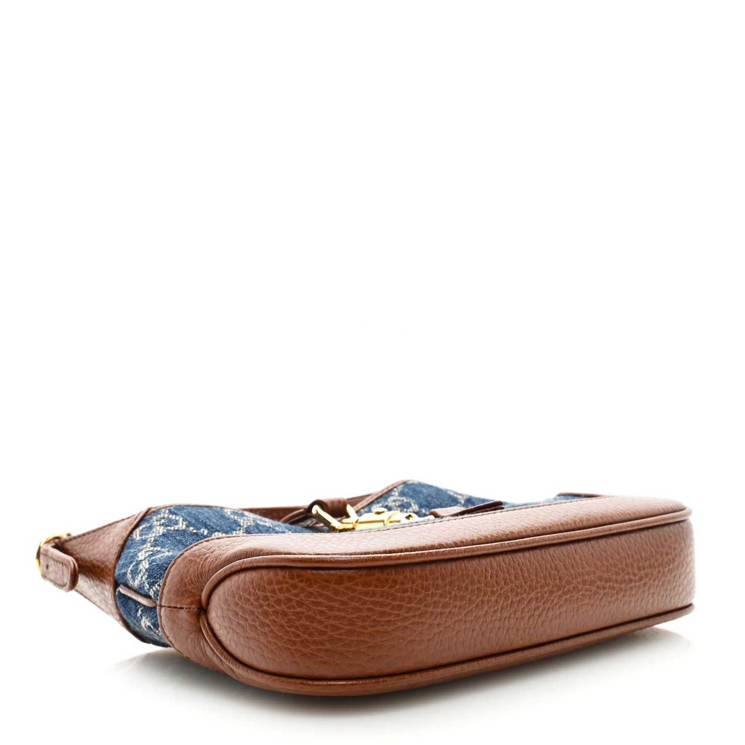 Gucci New Denim GG Monogram Calfskin Mini Jackie 1961 Hobo Blue Tea Cuir 4 of 8