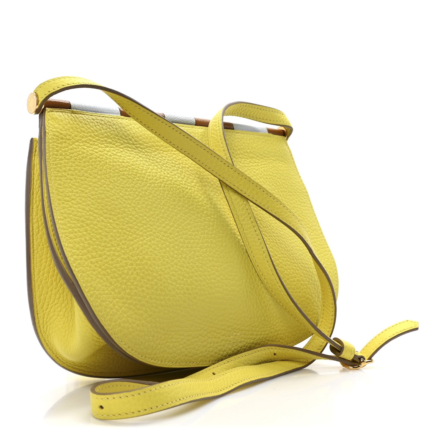 Hermes Taurillon Clemence Chevre Mysore Saut 25  Lime 3 of 9