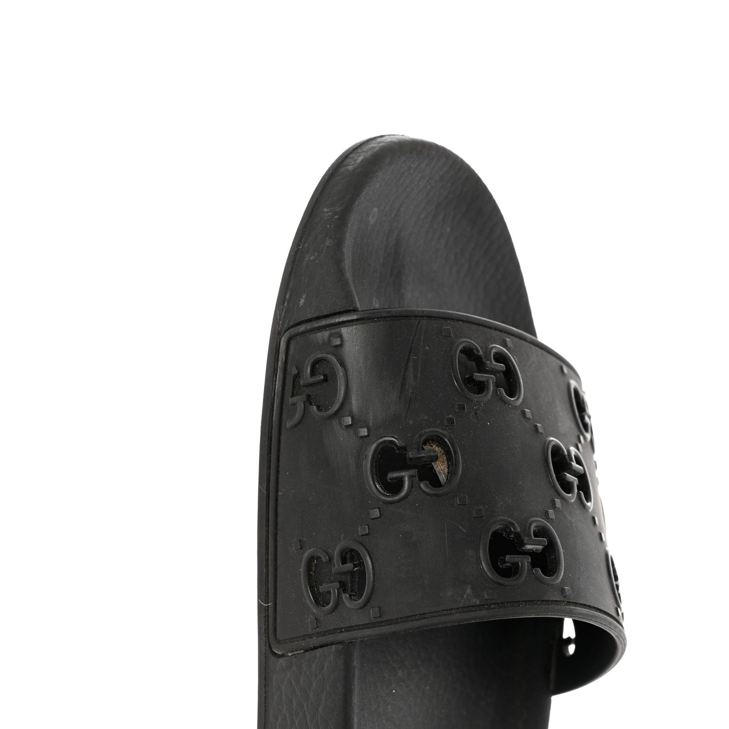 Rubber GG Monogram Perforated Womens Slide Sandals 37 Black